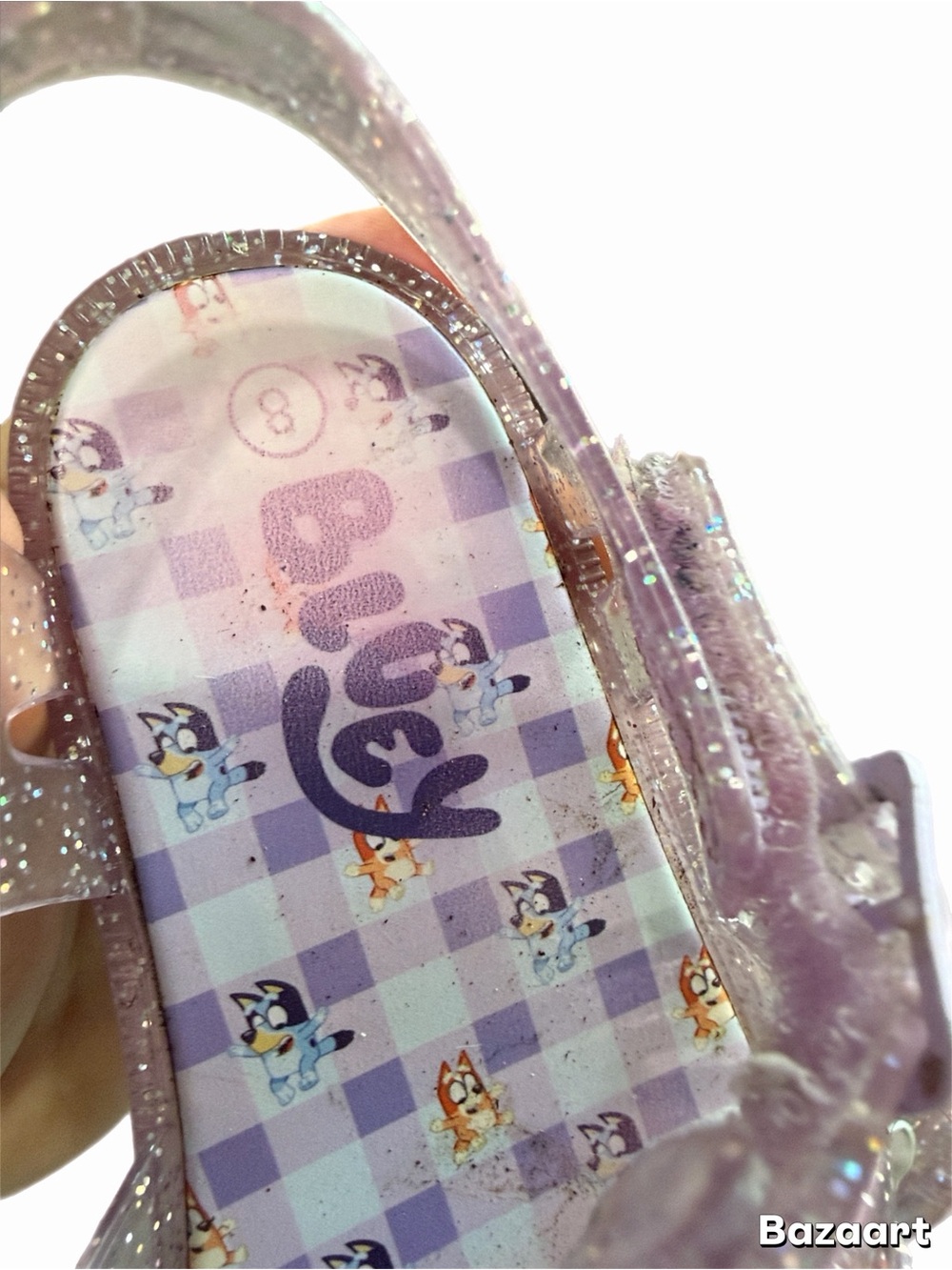 Girls Glitter Lavender Jelly Sandals with Heart Charm - Picture 2 of 4